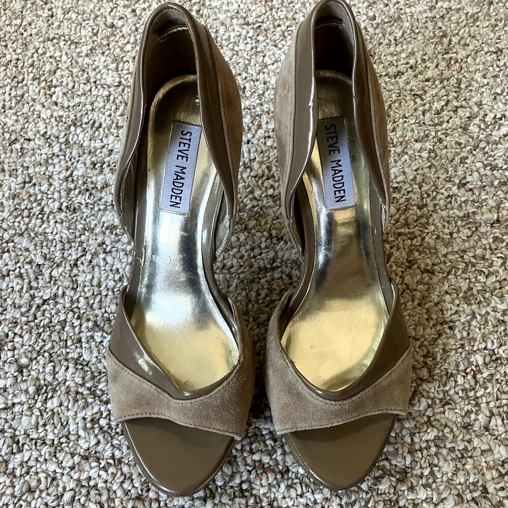 Steve Madden Womens Fellecia High Heel Shoe Size 8 Tan Leather Platform Stiletto
